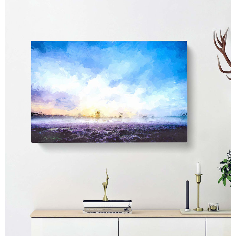 Field Of Heather In The Netherlands In Abstract - Wrapped Canvas Print, 35cm H x 50cm W x 3cm D