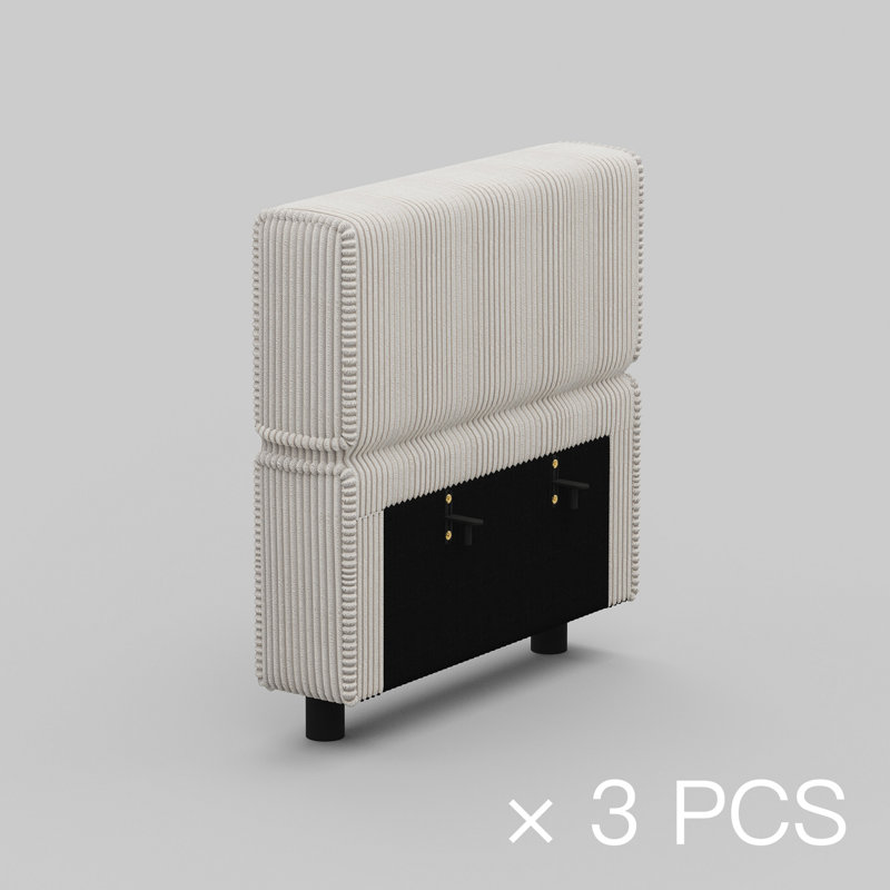 Corduroy Fabric Adjustable 3 Rests, Backrest For Modular Sofa, White