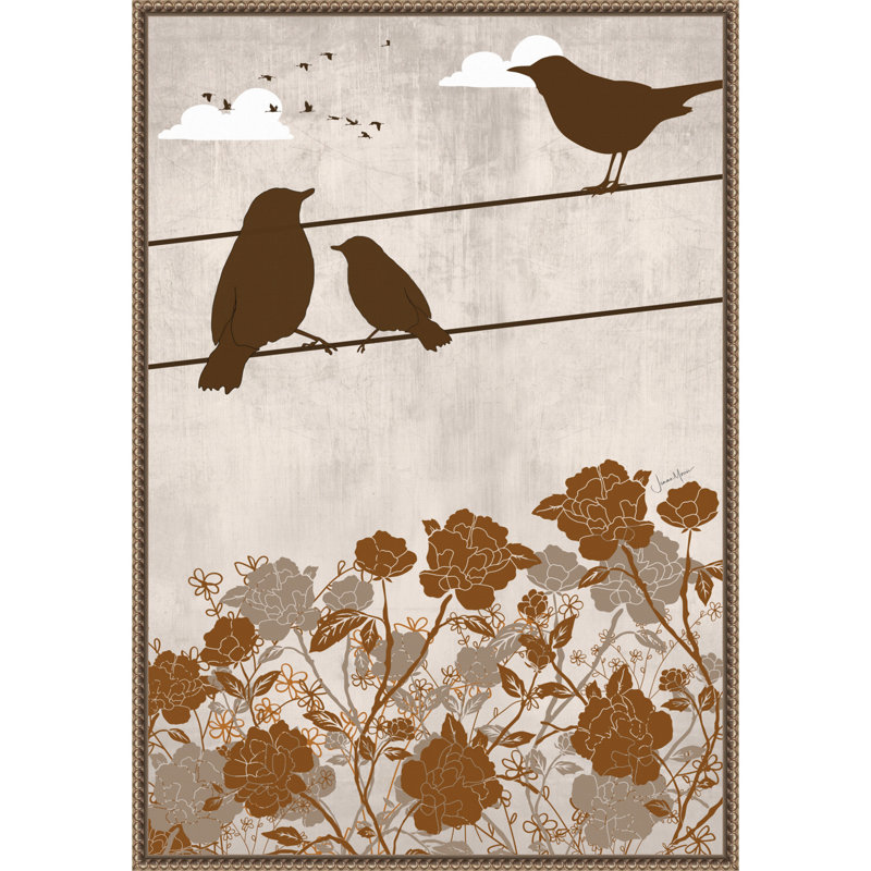 «Three Brown Birds» par Iniyan, reproduction d'art sur toile encadrée, H 33 po x l 23 po