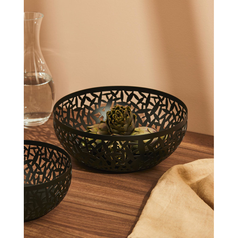 Cactus Steel Fruit Bowl, Black, Large