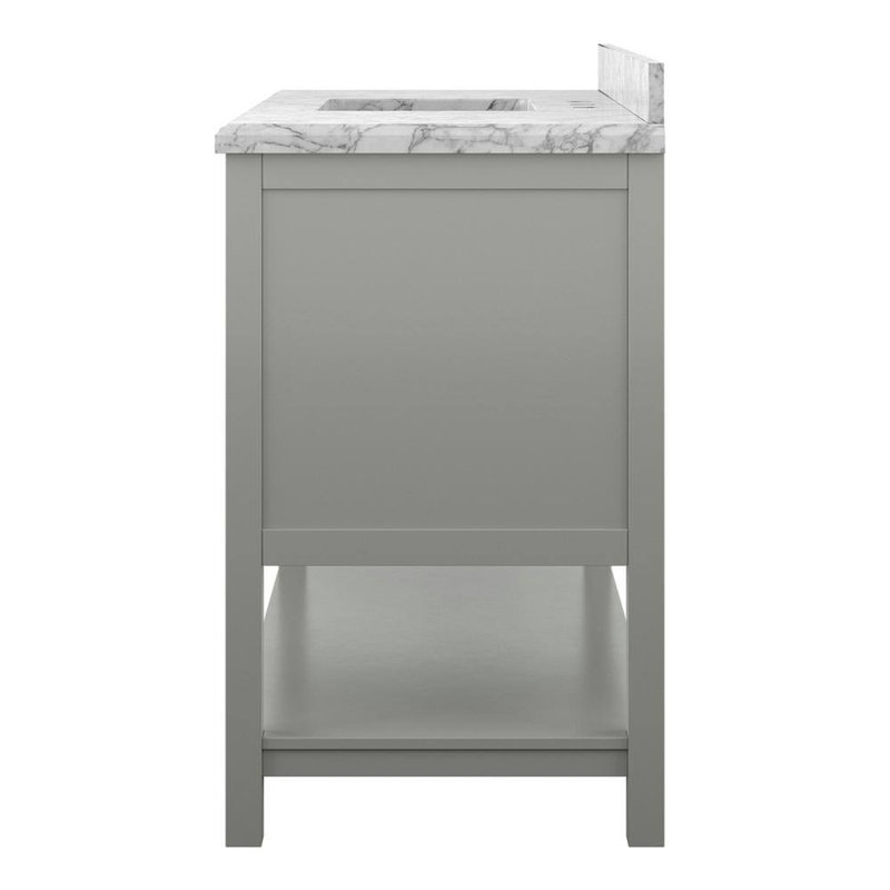 Meuble-lavabo simple 49 po avec plateau en marbre de Carrare Keisha, Gris