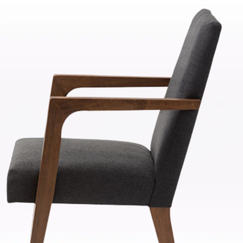 Debussy Upholstered Accent Chair in Dark Gray Polyester Fabric, 35.83'' H X 22.64'' W X 24.61'' D, Dark Gray Leather Match