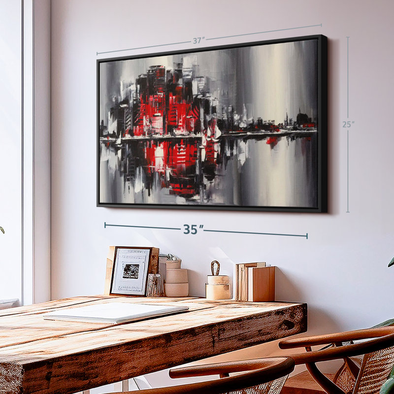«Abstract Cityscape», reproduction sur toile, H 25 po x l 37 po