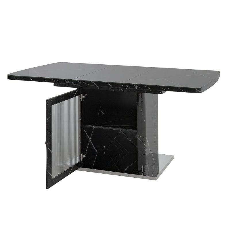 47.24"-63"Modern Rectangle Dining Table(Only Table), Black