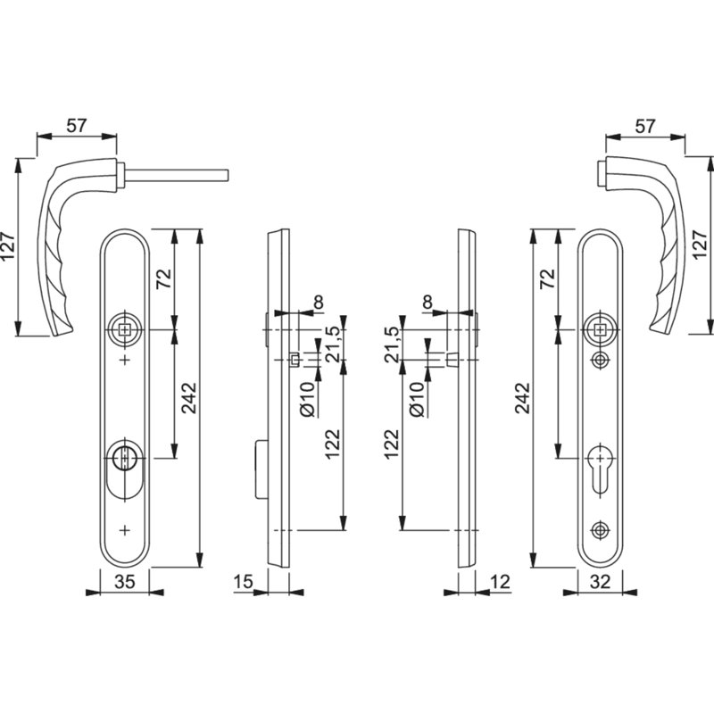 Right Door Handle, Aluminium Gold