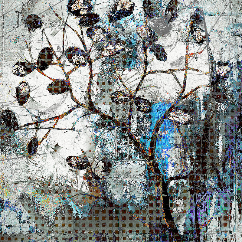 Feuilles d'automne V - peinture sur toile tendue, H 8 po x l 8 po x P 0,75 po