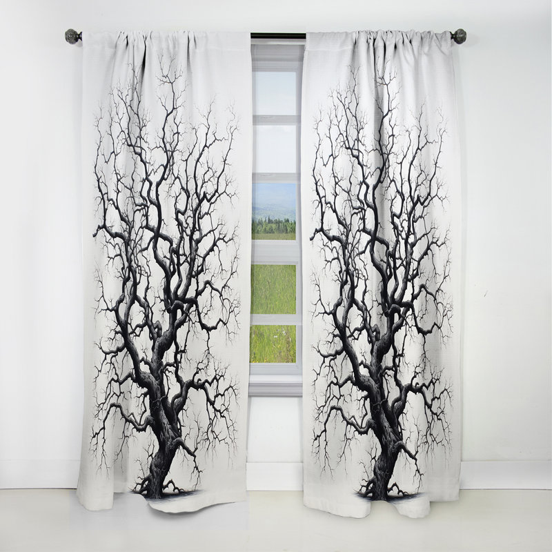 Rideau occultant en velours floral à motif d'arbre Clayborn - 1 panneaux, L 52 po x L 84 po