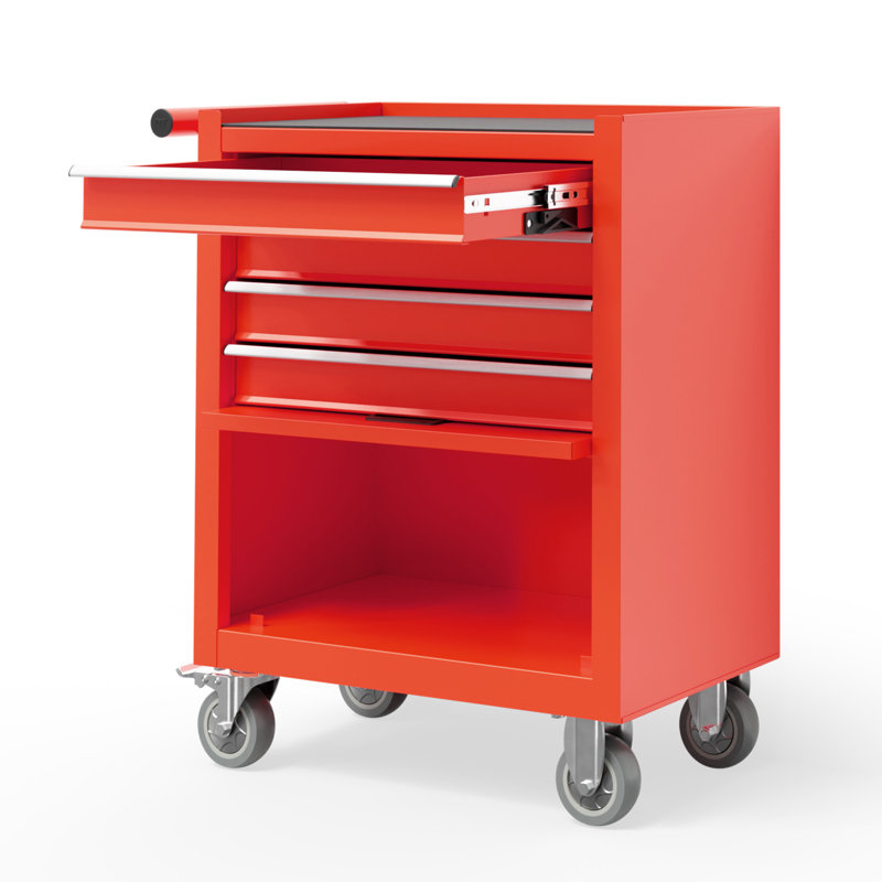 4-drawers Tool Chest With Wheels, Red