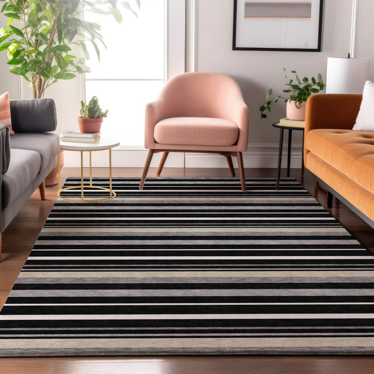 Premium Machine Washable Prisco Black Rug