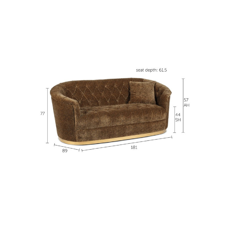 Velvet Sofa, Brown Velvet