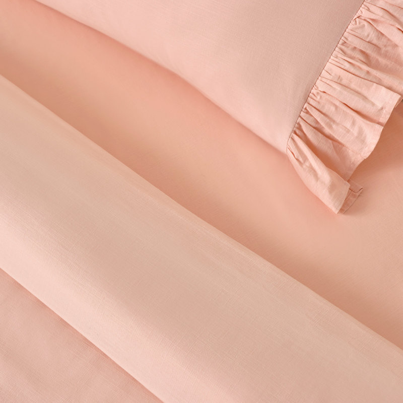 Garyson Cotton Solid Colour Duvet Cover Set with Pillowcases Included, King - 2 Standard Pillowcases, Powder Pink