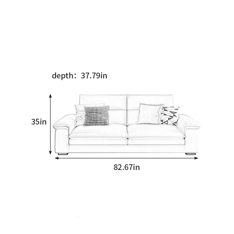Canapé simple et luxueux à la française, H 35 po x l 82,67 po x P 37,79 po