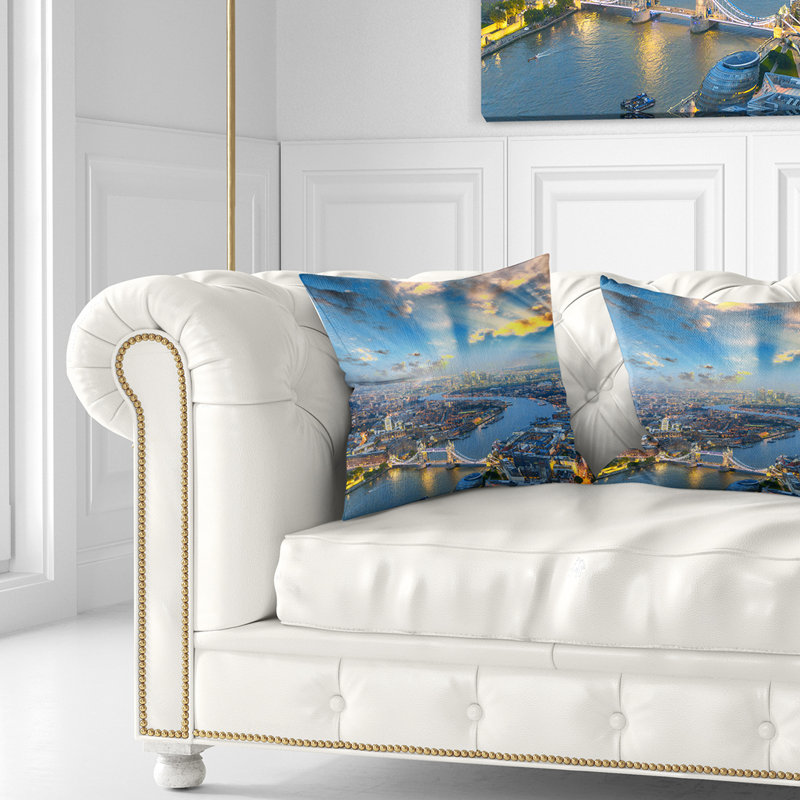 Coussin décoratif cityscape photo tour bridge et "city light", 16 po x 1 po, Coussin décoratif