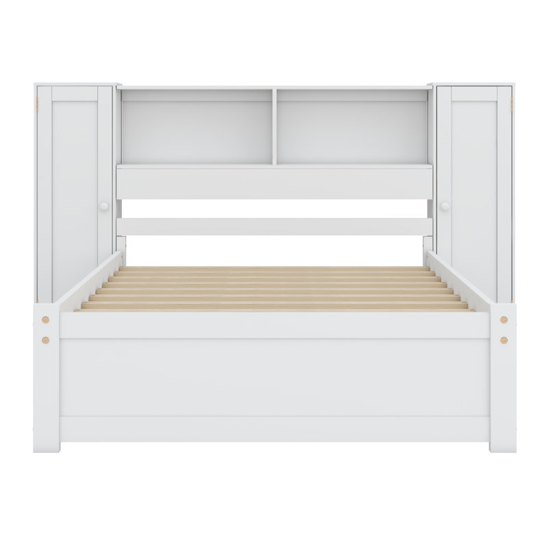 Lit avec armoire et tablettes Epine, Simple, Blanc