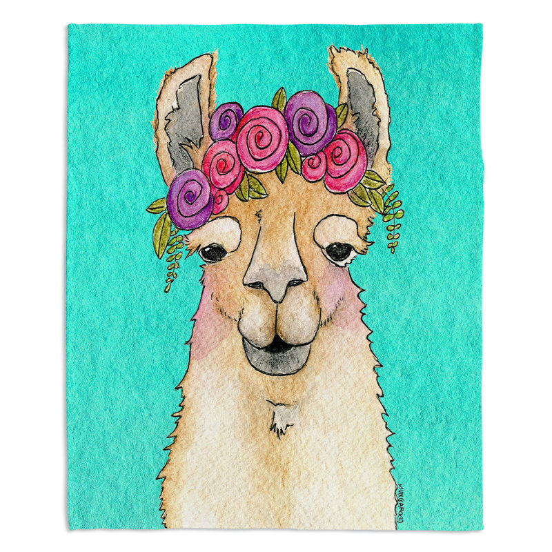 Couverture Garland Llama, 51 po x 60 po, Turquoise