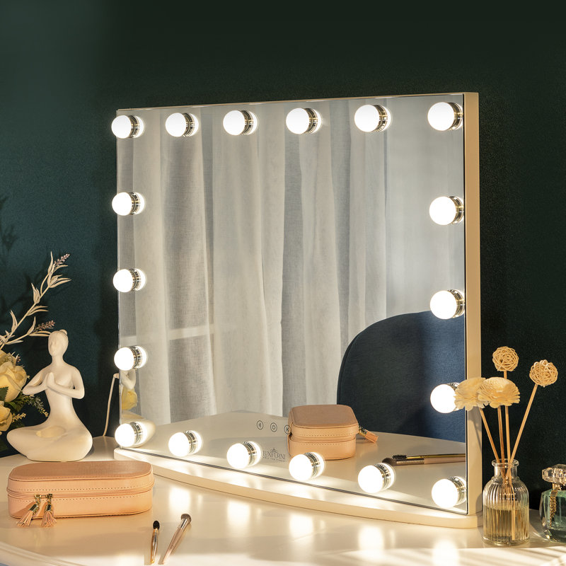 Miroir de salle de bain avec lumières de maquillage, grands miroirs lumineux Hollywood, 21" x 26"