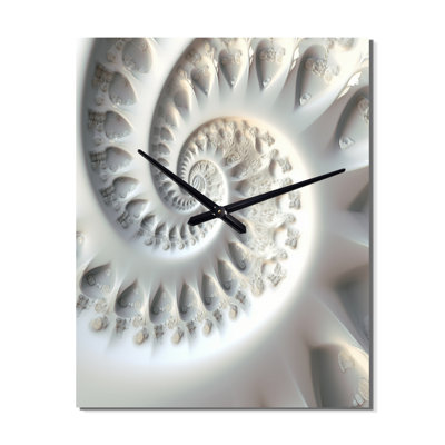 White Fractal Spiral Universe II - Fractals Modern Wall Clock