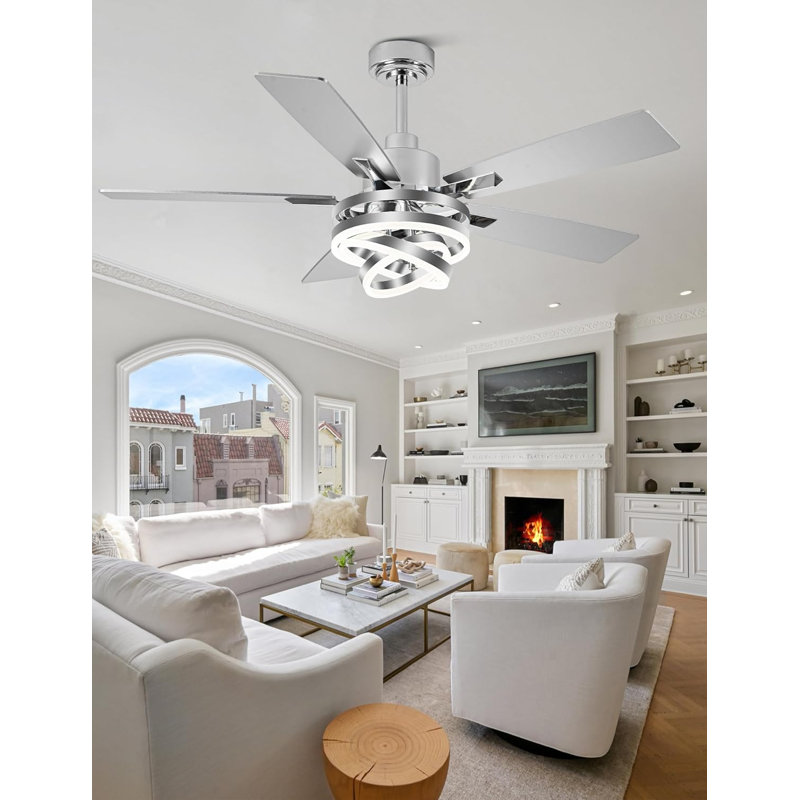 Ventilateur de plafond avec éclairage, Argent