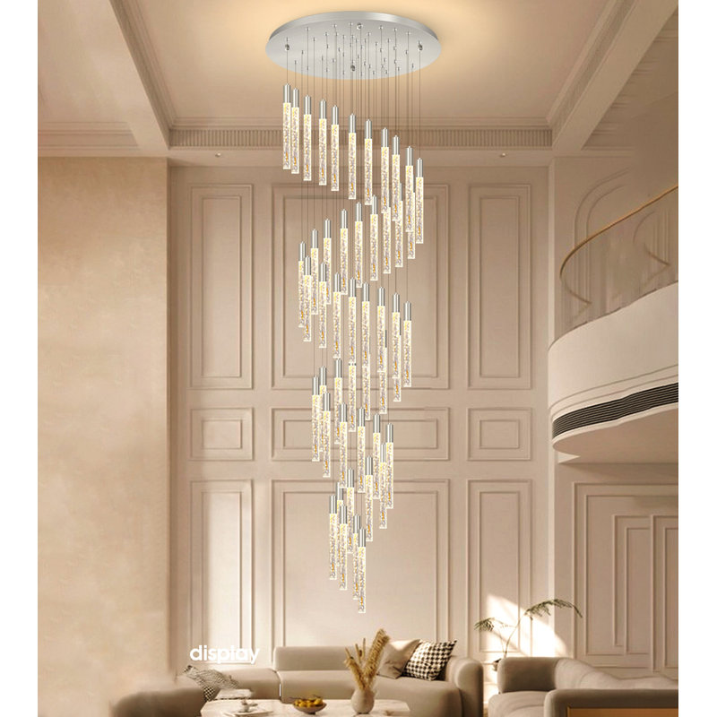 Lustre en cristal, Argent argent, 48, H 236 po x l 31,5 po x P 31,5 po