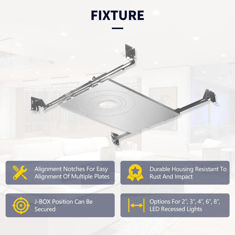 6 PK New Construction Recessed Lighting Mounting Plate for 3/4/6 Inch with Extendable Hanger Bars