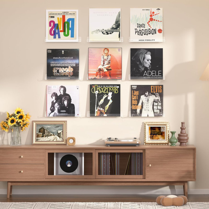 Clear Acrylic Floating Shelves 12 Pack - Wall Mounted Shelves For Storage And Display, Sturdy And Space-Saving Shelving For Books, Vinyl Records, Photos, And Home Decor