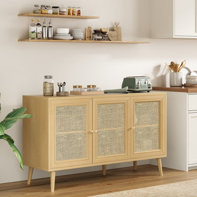 47.2" 3-Door storage Sideboard with Rattan Doors