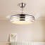 Ventilateur de plafond 47 pouces invisibles 3 lumières à pales rétractables télécommandées Fandelier pour salon, salle à manger, ventilateur réversible, lumières intérieures