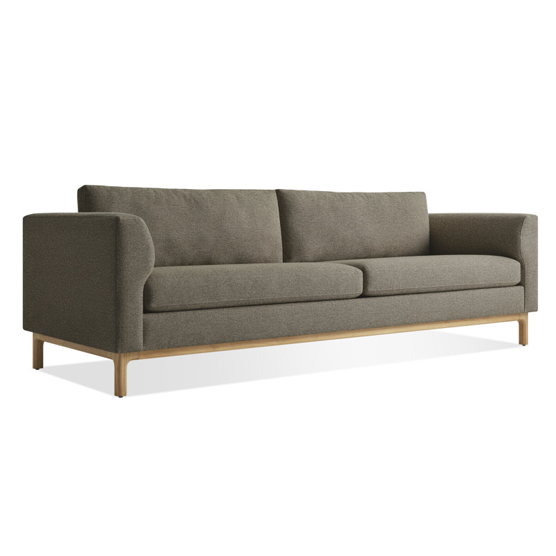 Guide Sofa, 31" H x 96" W x 36" D, White Oak, Coffee Velvet Polyester Blend