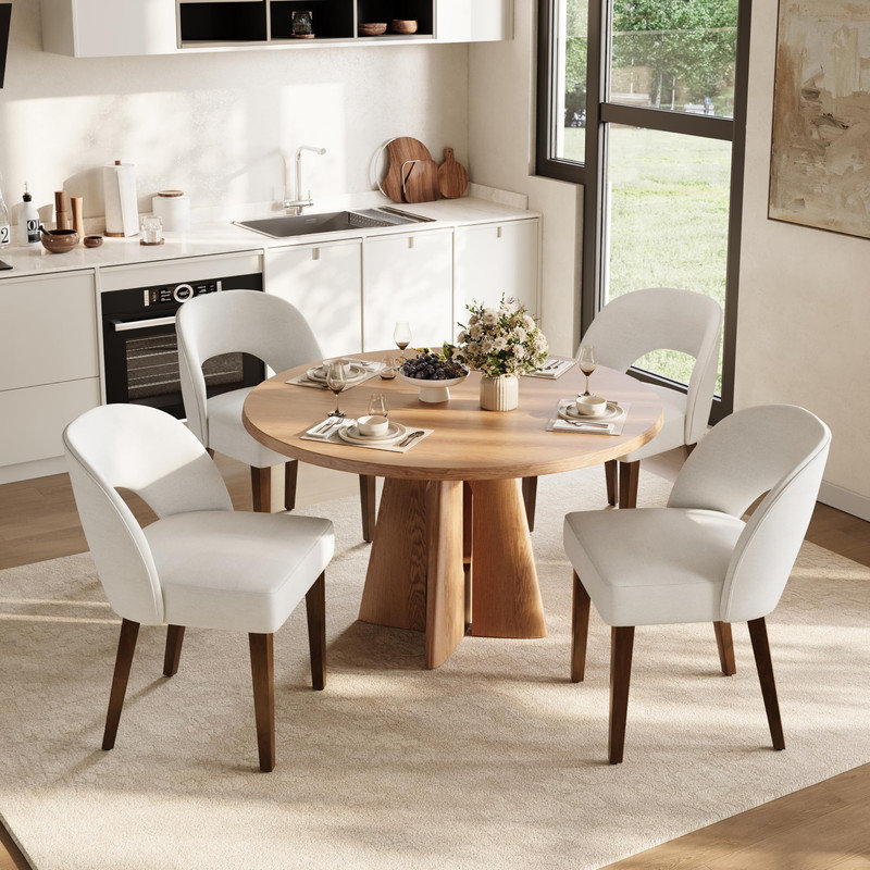 Ensemble de 4 chaises de salle à manger rembourrées - chenille douce, style maison de campagne pour la cuisine et la salle à manger