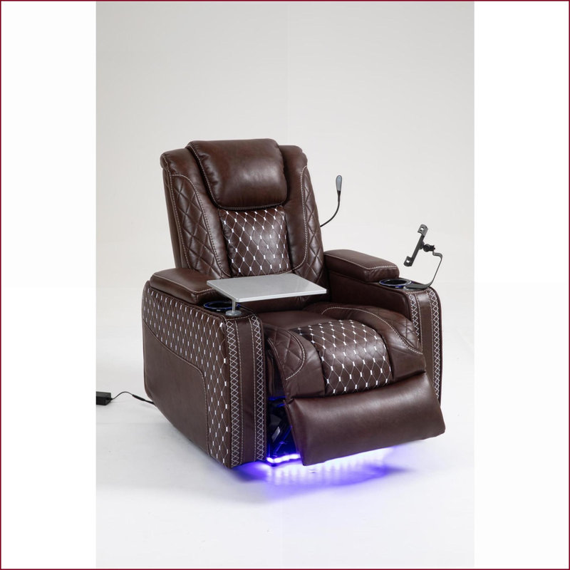 Fauteuils inclinables avec inclinaison zéro gravité, accoudoirs de rangement et amp; Porte-gobelets | Cuir noyer brun