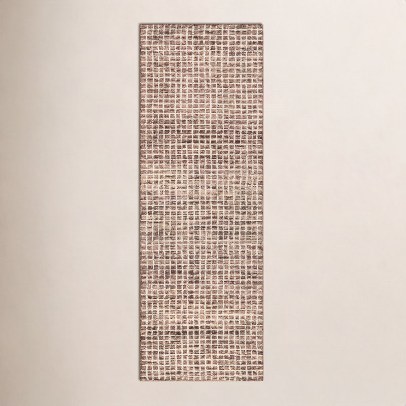 Tapis brun en laine Winfield Katasha, Tapis de couloir 2 pi 6 po x 10 pi