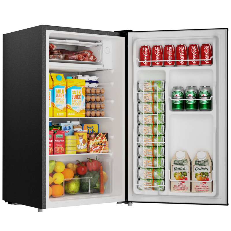 BANGSON 3.2 Cu.Ft Mini Fridge with Freezer, Low Noise Energy Efficient Compact Refrigerator for Dorm Room, Apartment, Office，Silver