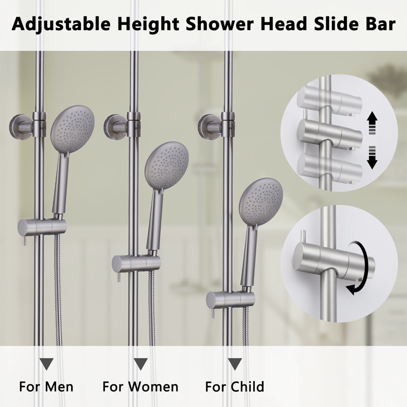 Brushed Nickel Dual Rain and Handheld Shower System