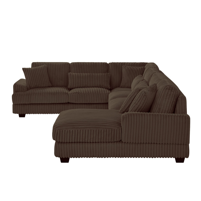 129" Oversized U-shaped Sectional Sofa, Black Corduroy