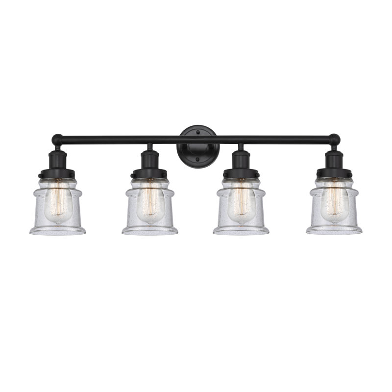 Petit luminaire pour salle de bain 4 lumières Cailen de la collection Edison, Noir mat, Granuleux