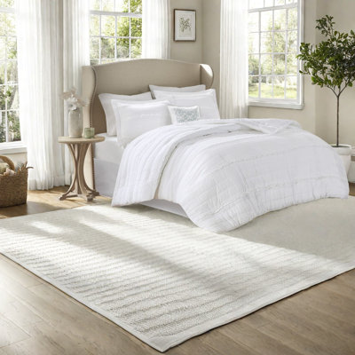 Ensemble de literie pour très grand lit blanc, ensemble d'édredon à volants en polyester pour la maison