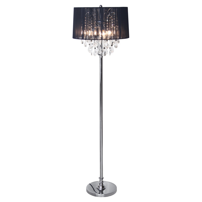 Citrine 152cm Chrome Traditional Floor Lamp, Black