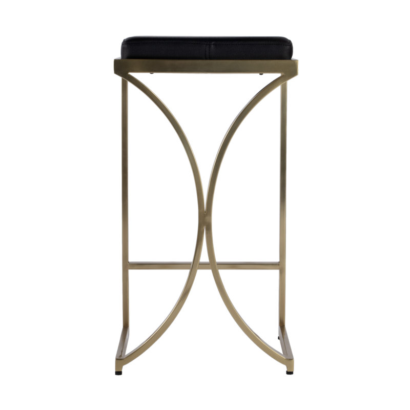 Natalya 24" Bar Stool, Brass, Counter Stool (24” Seat Height), Black