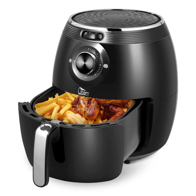 Friteuse à air 5,8 pte, cuiseur électrique numérique 1700W avec panier antiadhésif, 8 préréglages, contrôle de la température et livre de recettes - noir