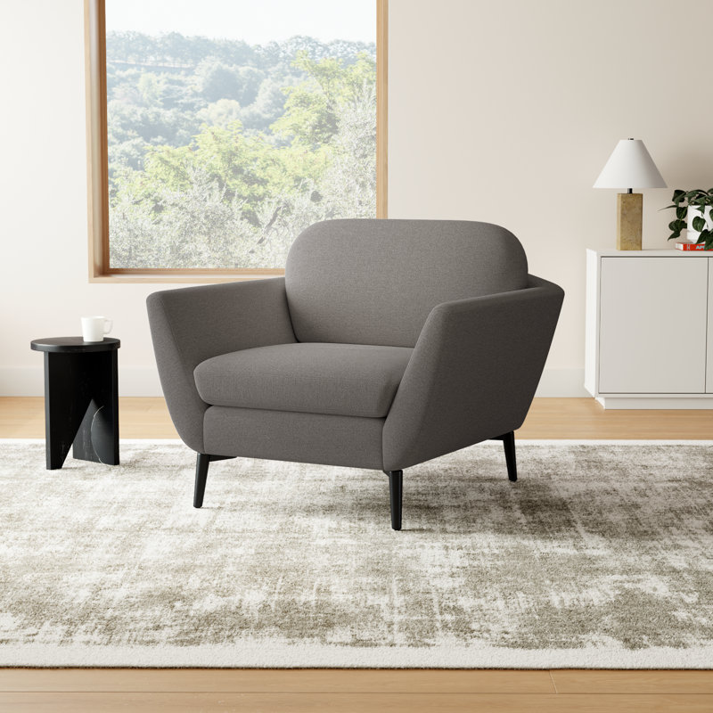 Tyndall Upholstered Armchair, Mushroom Performance Basketweave