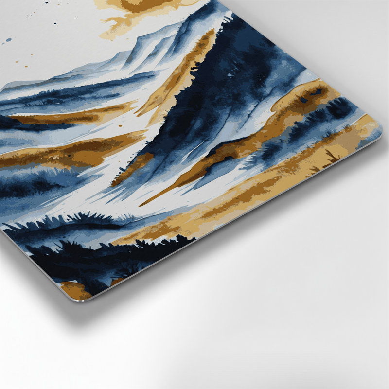 Aquarelle paysage 52, art mural gris en métal, H 32 po x l 32 po