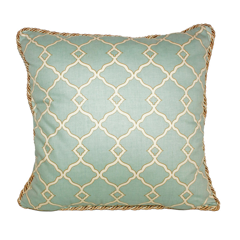 15X15 Chippendale Mist Blue single Pillow with Cord