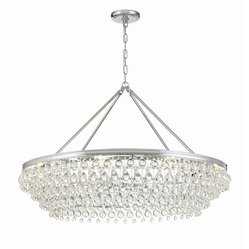 Freddy 8 - Light Unique Tiered Chandelier with Glass Accents, Chrome