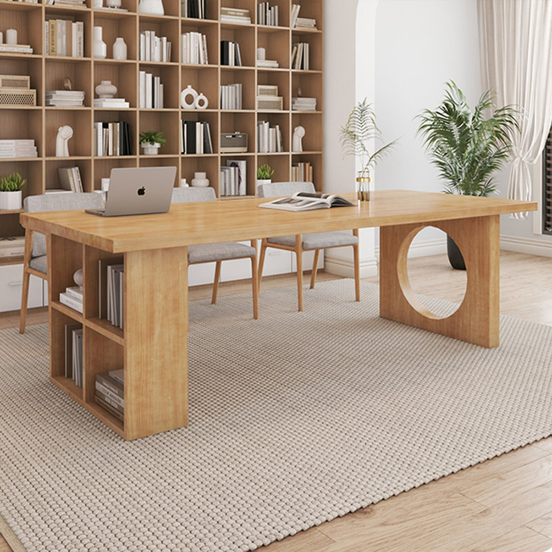 Bureau rectangulaire brun en bois massif, H 29,53 po x l 78,74 po x P 31,5 po