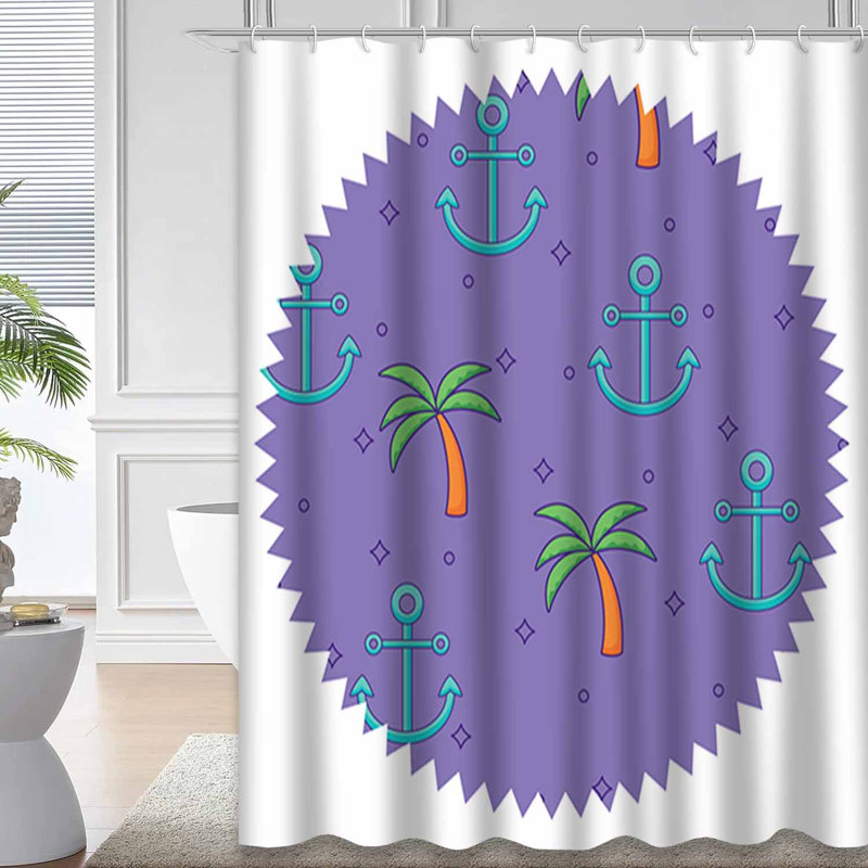 Rideau de douche imperméable à motif de palmiers tropicaux avec 12 crochets, L 72 po x l 84 po