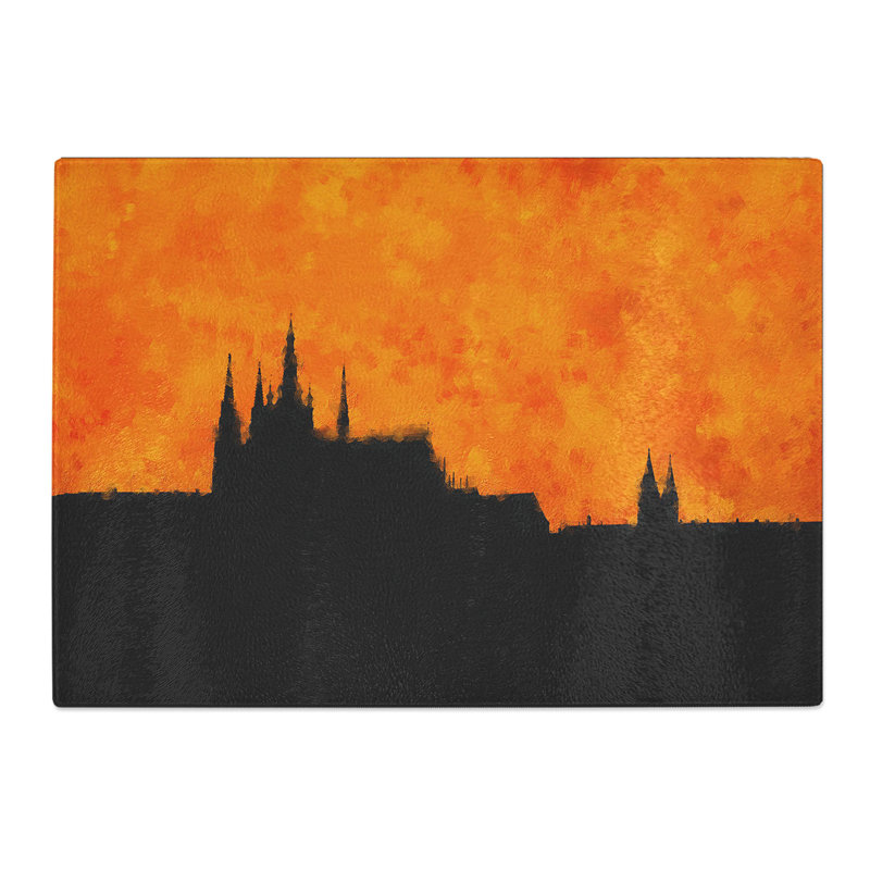 Prague Castle Painting Chopping Board, 0.4cm H x 28.5cm W x 39cm L