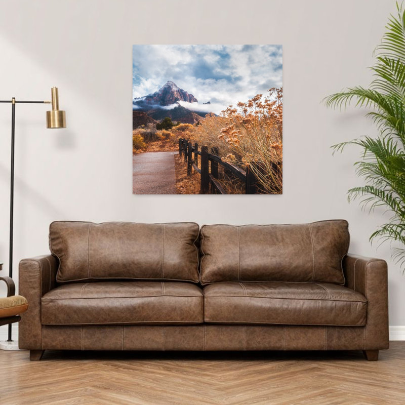 Art contemporain, paysage paisible d'automne paisible, H 36 po x l 36 po