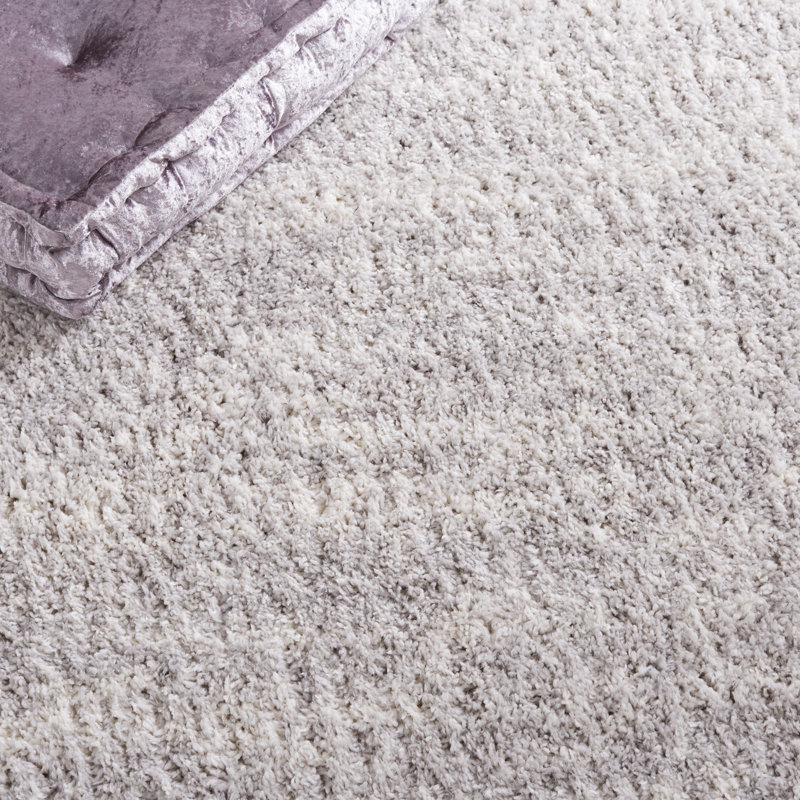 Tapis gris / ivoire en polyester tissé à plat Clemts, Tapis de couloir 2 pi 3 po x 6 pi