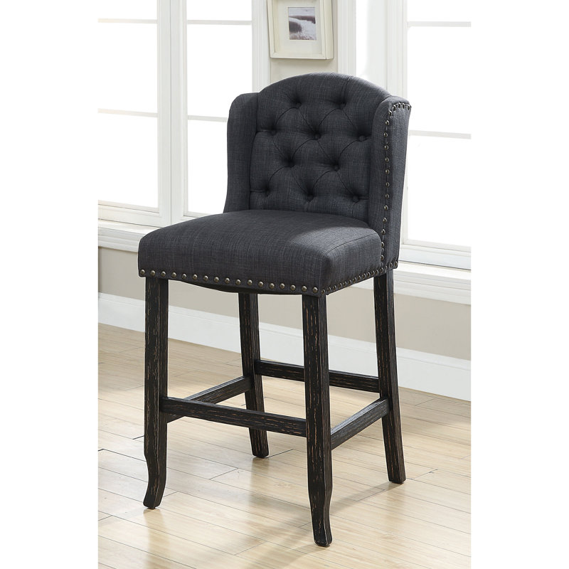 Adler 30'' H Tufted Fabric Upholstered Side Chair, Gray