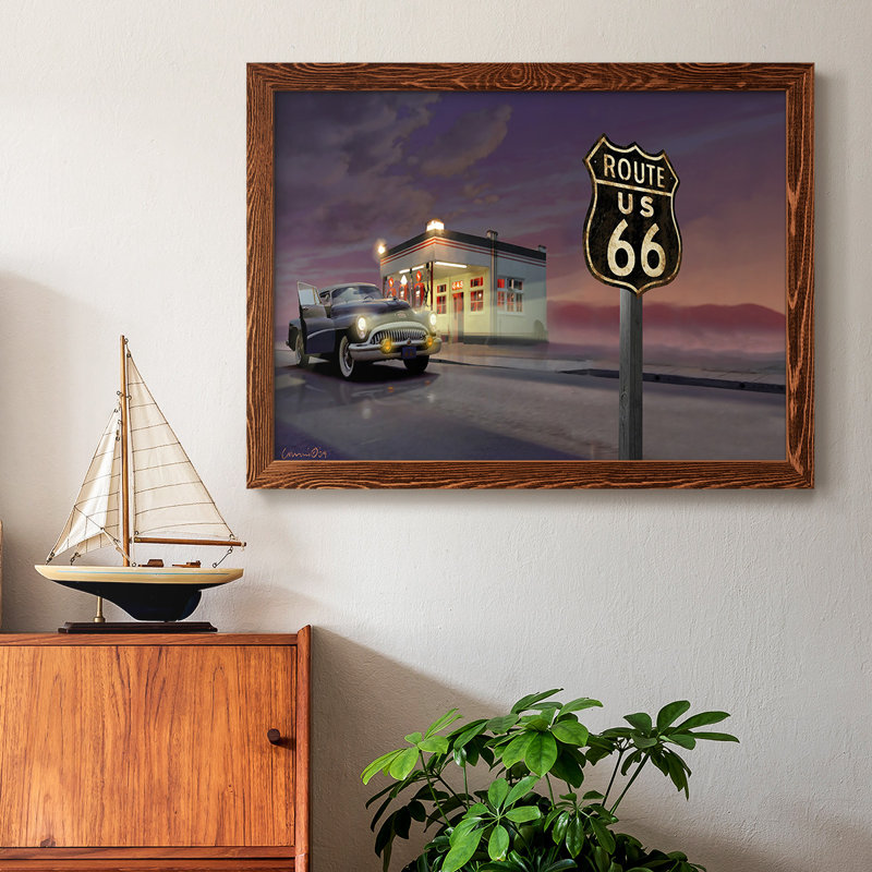 Route 66, peinture sur toile encadrée, Érable, H 14 po x l 20 po x P 1,5 po